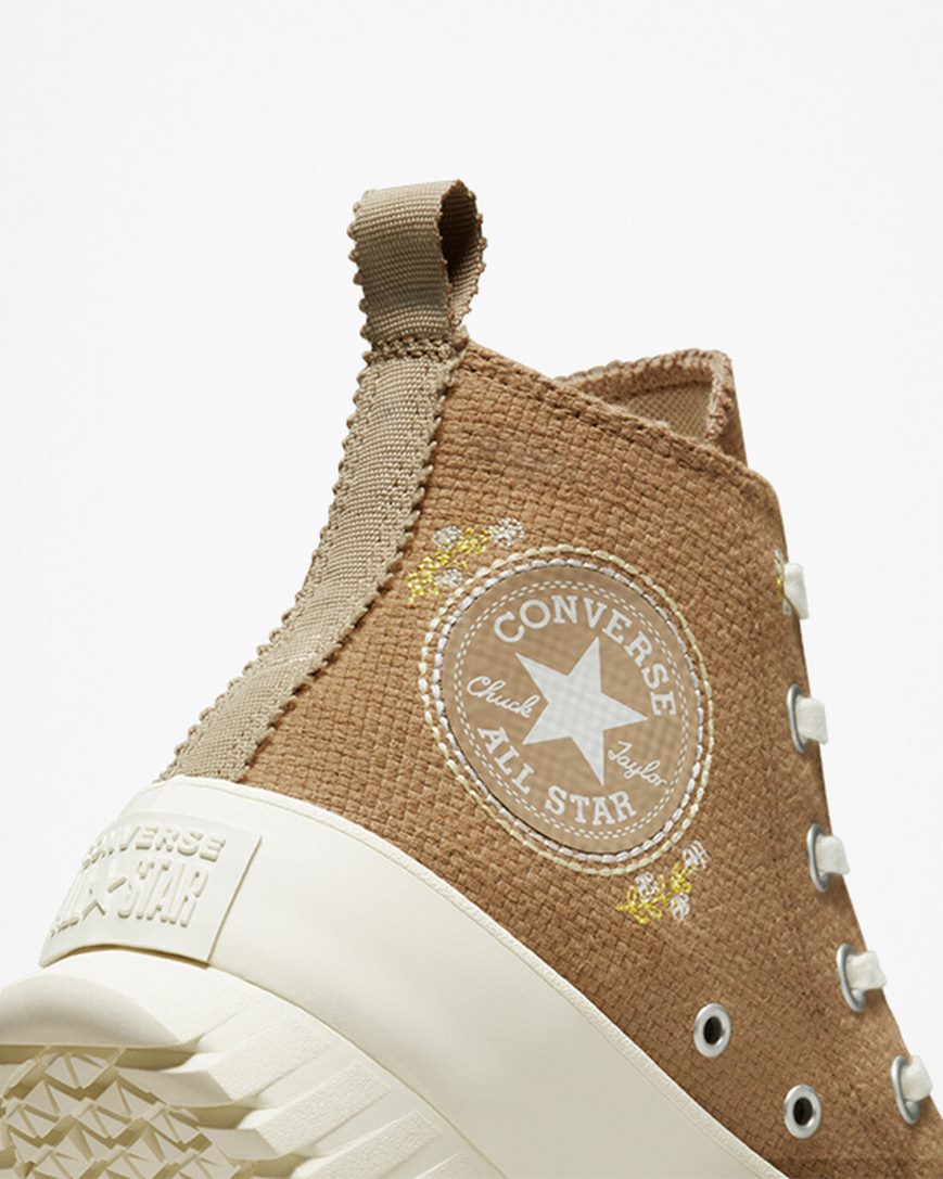 Men's Converse Chuck Taylor All Star Lugged 2.0 Autumn Embroidery High Top Platform Shoes Brown / Khaki | AU E30C4I